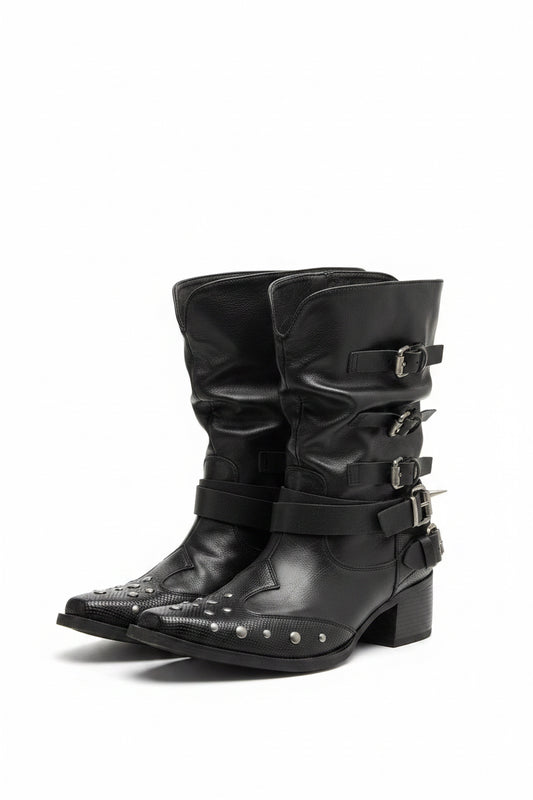 Studded Western Ankle Boots