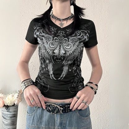 Dark Subculture Angel Wing V-Neck Top