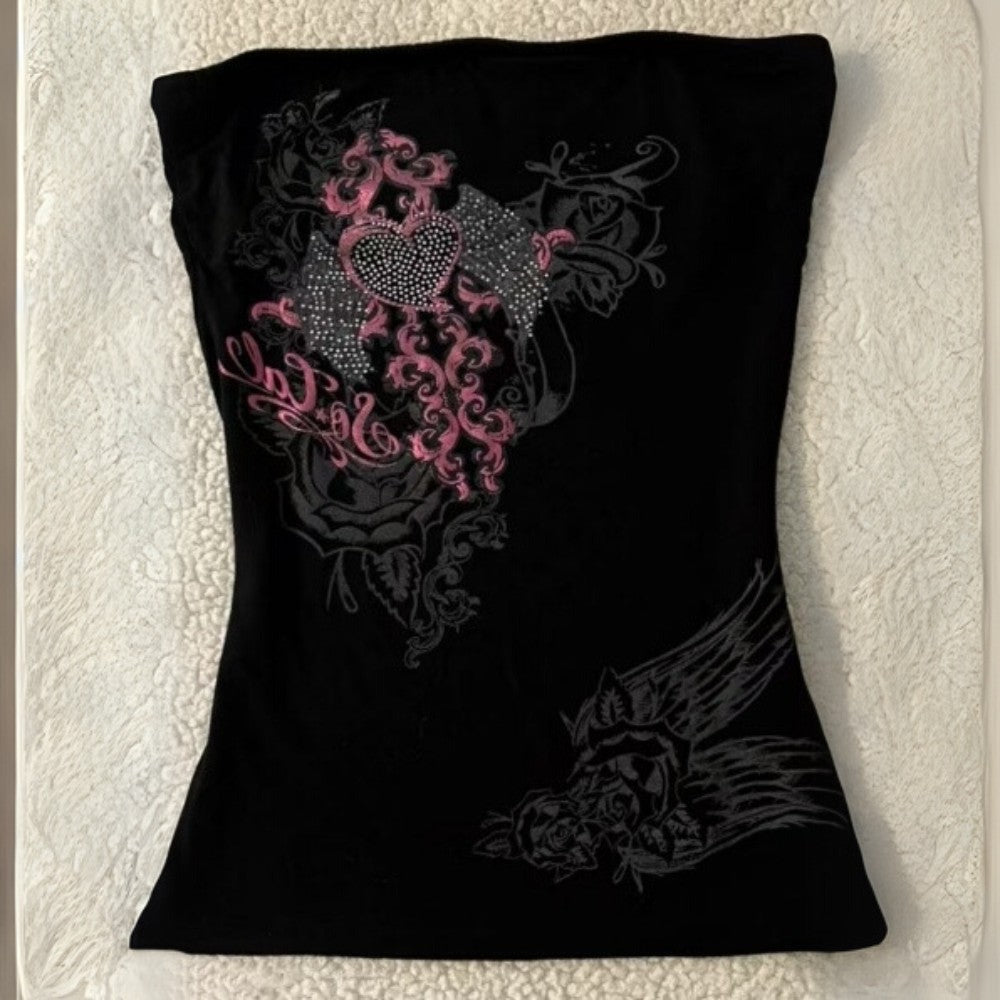 Vintage Diamond Heart Tube Top