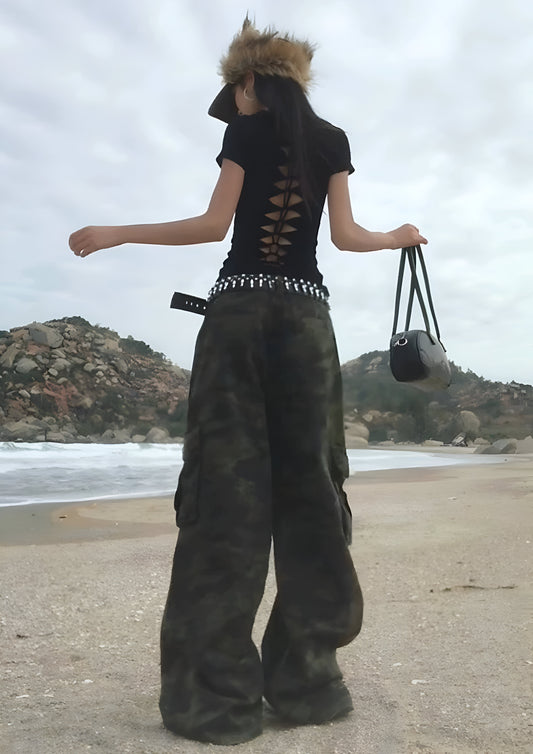 Rapture Lace-Up Back Crop Top