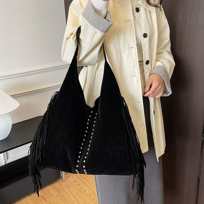 Fringed Suede Shoulder Bag