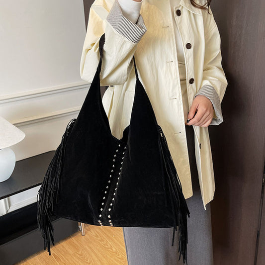 Fringed Suede Shoulder Bag
