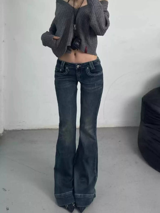 Low Waist Skinny Flared Jeans