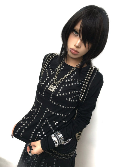 Y2K Studded Rhinestone Slim Top