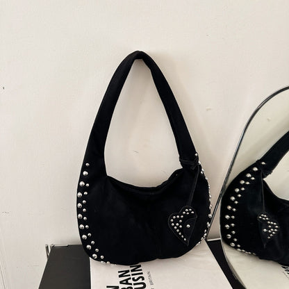 Studded Suede Shoulder Bag