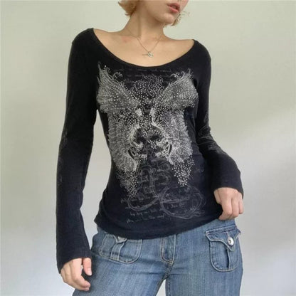 Y2K Rhinestone Grunge Top