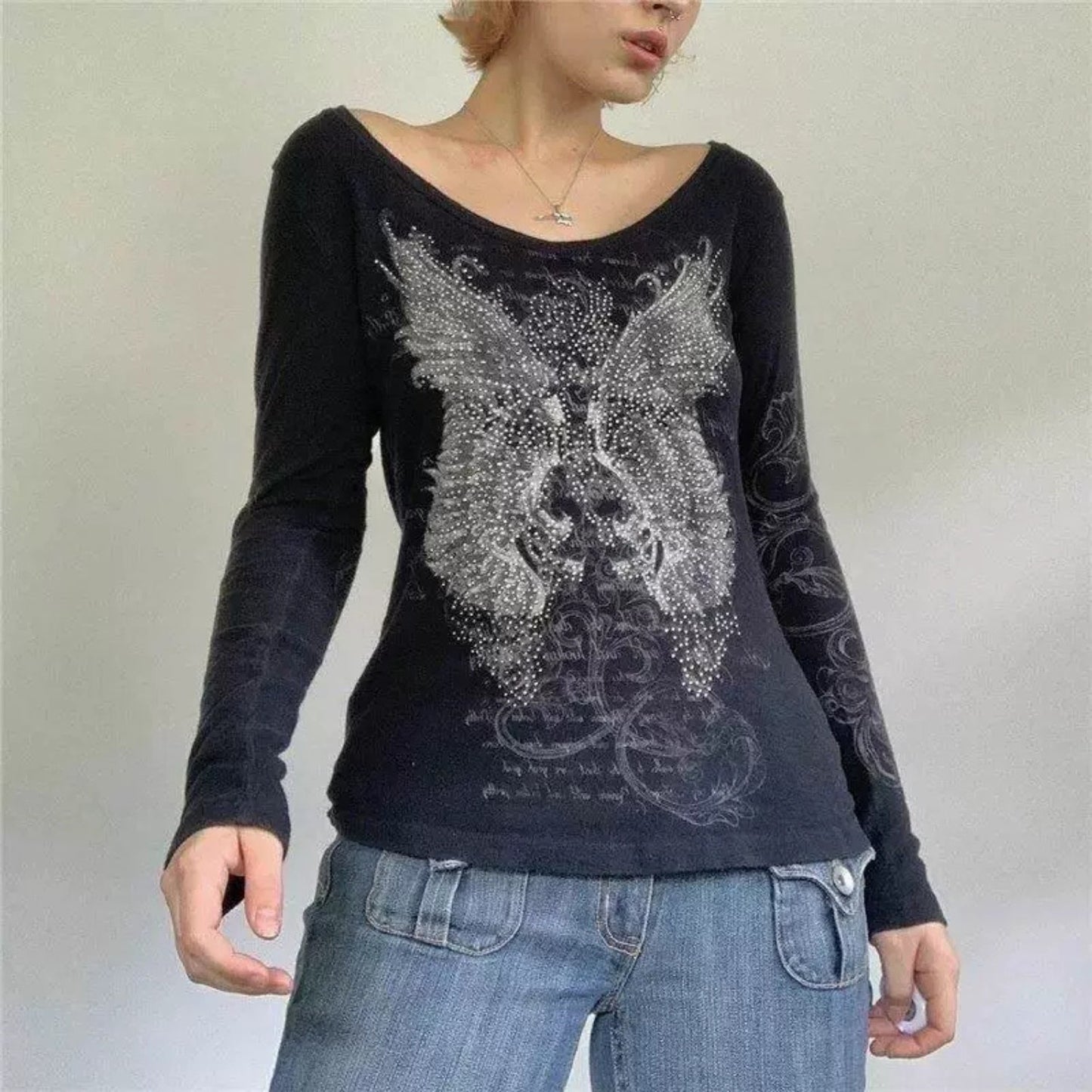 Y2K Rhinestone Grunge Top