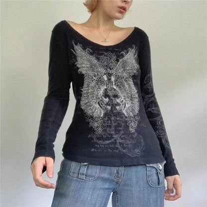 Y2K Rhinestone Grunge Top