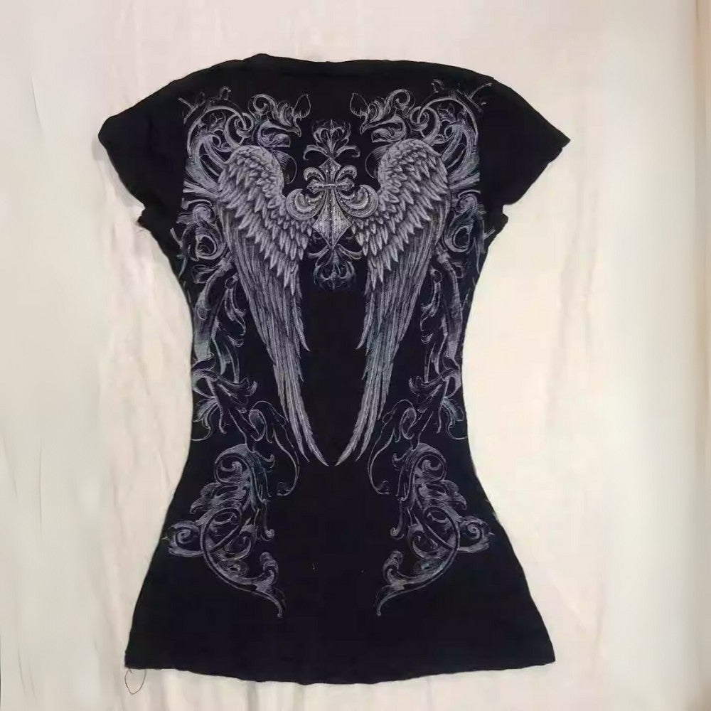 Dark Subculture Angel Wing V-Neck Top