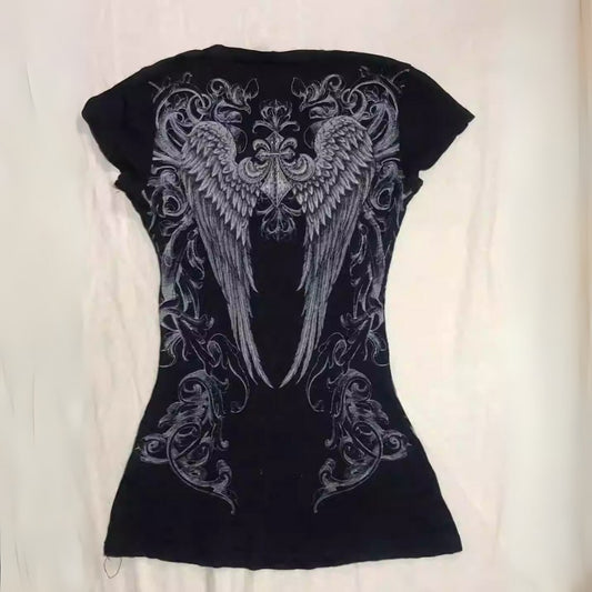 Dark Subculture Angel Wing V-Neck Top