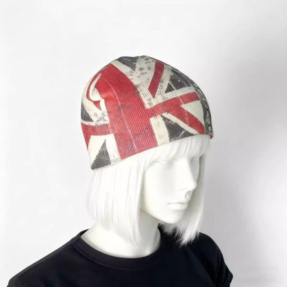Distressed Flag Print Knit Beanie