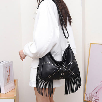 Studded Fringe Shoulder Bag