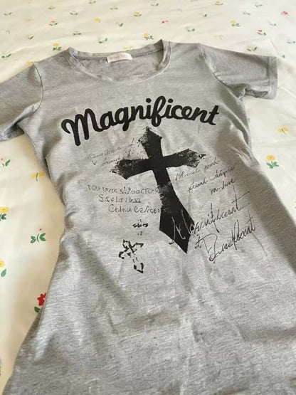 Grey Cross Graphic Slim Tee