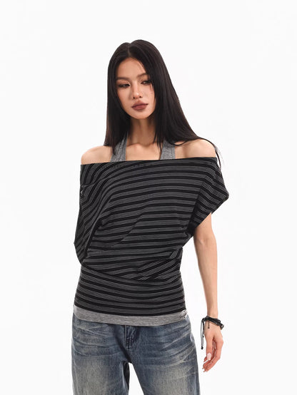 Striped Off Shoulder Halter Top