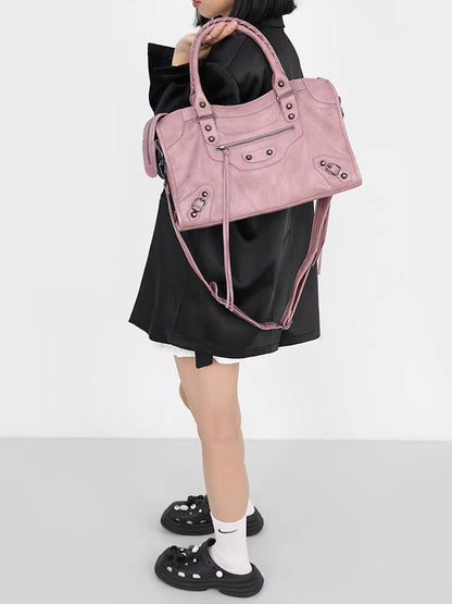 Dirty Pink Studded Crossbody Bag