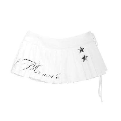 Star Print Pleated Mini Skirt