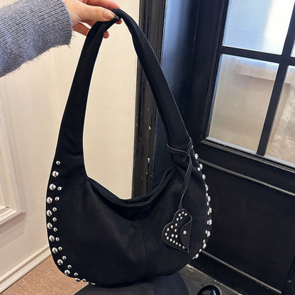 Studded Suede Shoulder Bag