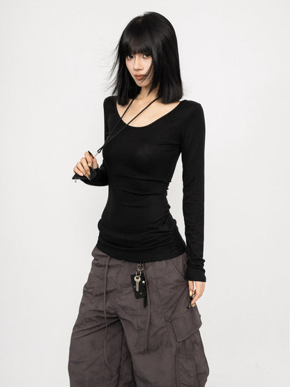 Retro Slim Long Sleeve Fitted Top