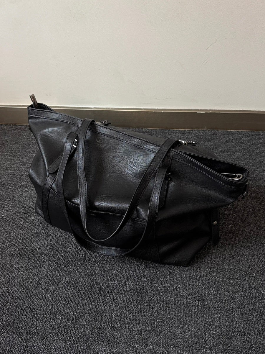 Soft Leather Pleated Tote Bag