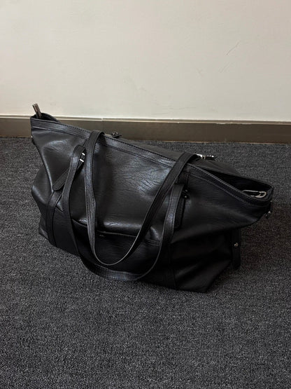 Soft Leather Pleated Tote Bag