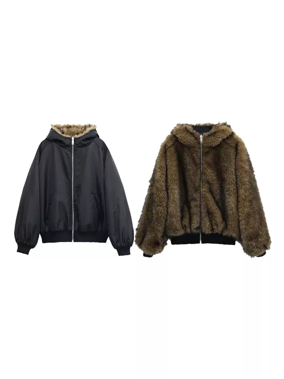 Reversible Waterproof Plush Fur Jacket