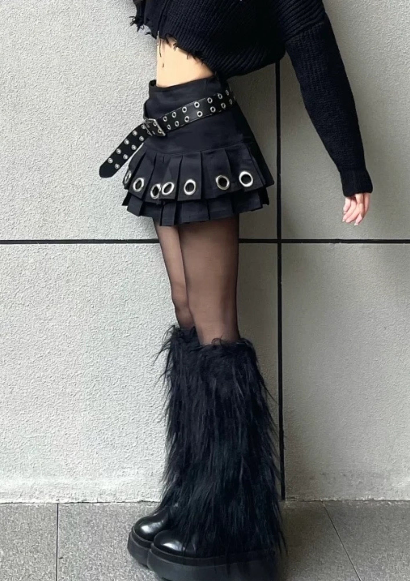 Havoc Grommet Pleated Mini Skirt