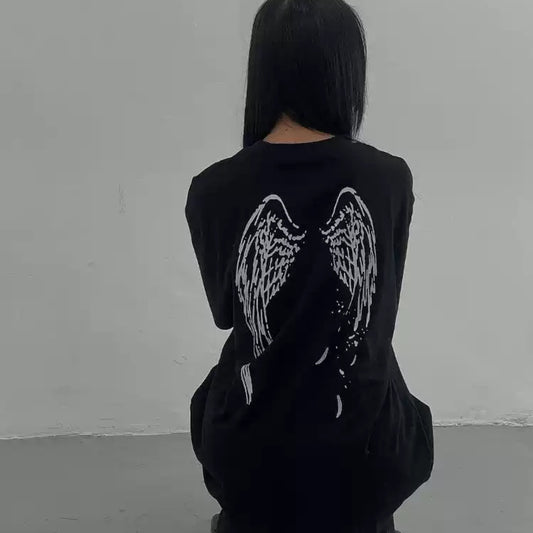 Grunge Angel Wings Graphic Tee