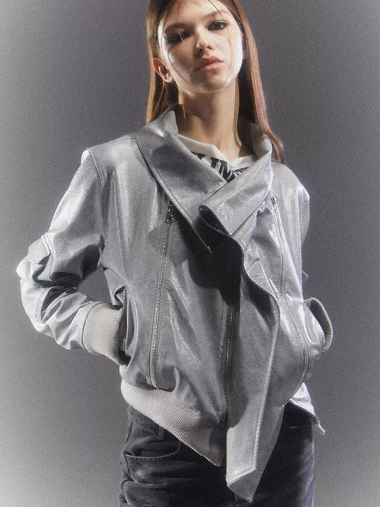 Silver Gray Asymmetric Wizard Jacket