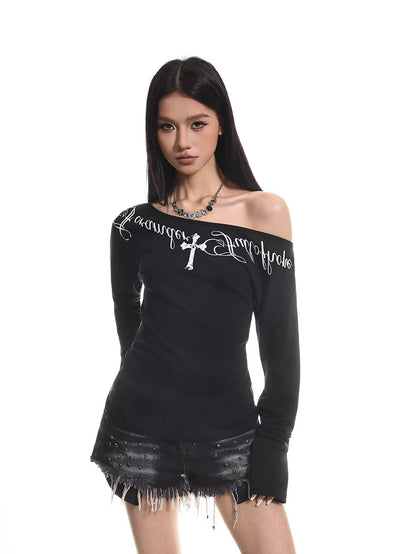 Cross Letter Off Shoulder Top