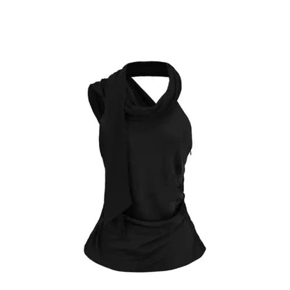 Asymmetrical Draped Detail Sleeveless Top