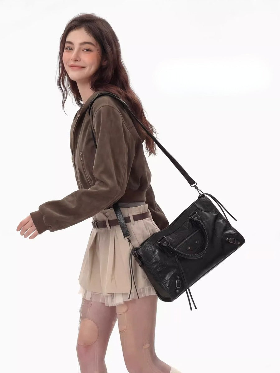 Retro Motorcycle Waxed Shoulder Bag