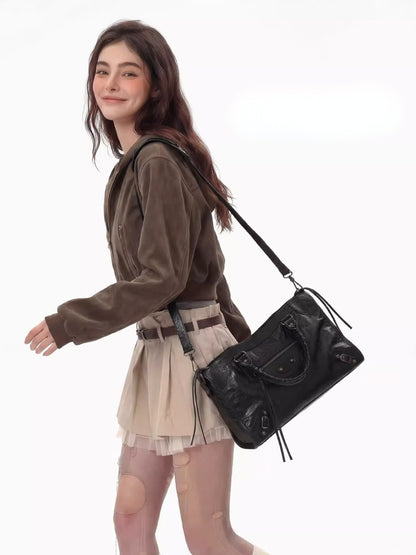 Retro Motorcycle Waxed Shoulder Bag