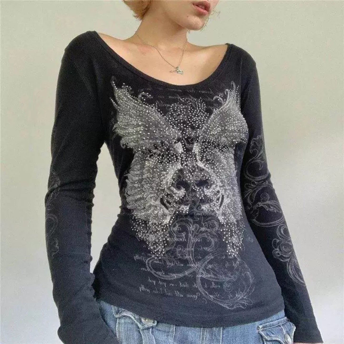 Y2K Rhinestone Grunge Top