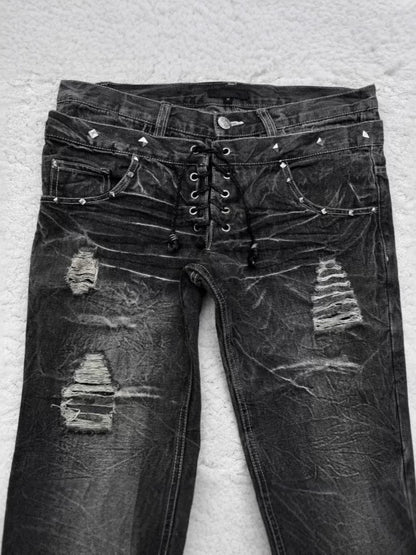 Y2K Distressed Flared Denim Jeans
