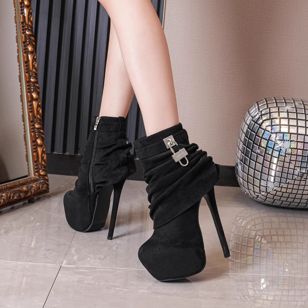 Suede Platform High Heel Boots