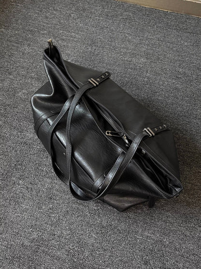 Soft Leather Pleated Tote Bag