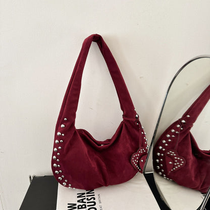 Studded Suede Shoulder Bag
