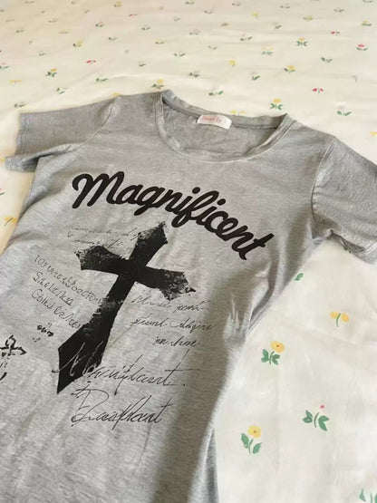 Grey Cross Graphic Slim Tee