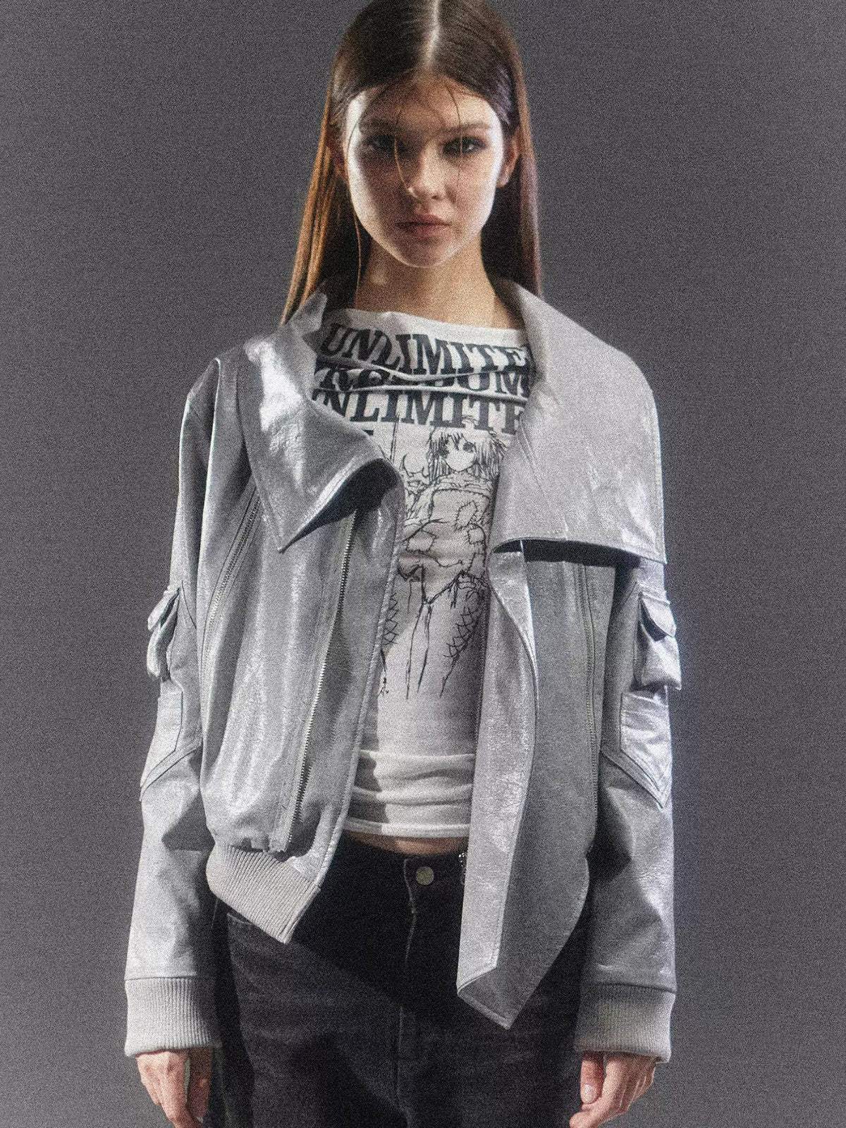 Silver Gray Asymmetric Wizard Jacket