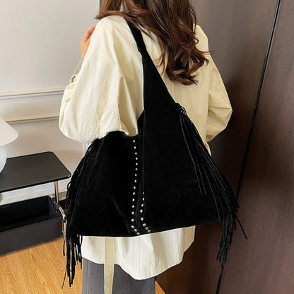 Fringed Suede Shoulder Bag
