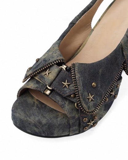 Studded Platform Heel Sandals