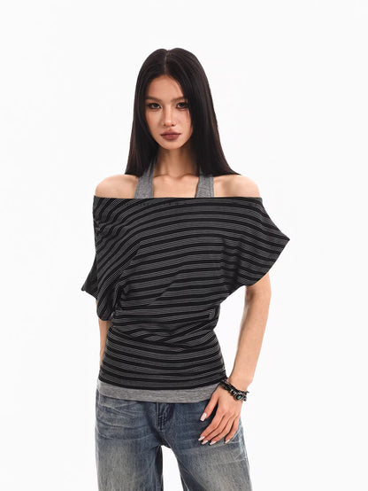 Striped Off Shoulder Halter Top