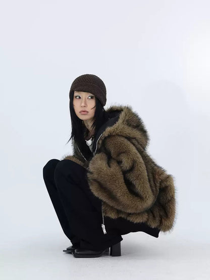 Reversible Waterproof Plush Fur Jacket