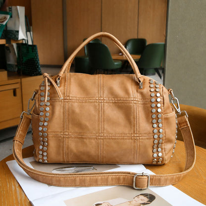 Studded Leather Duffel Bag