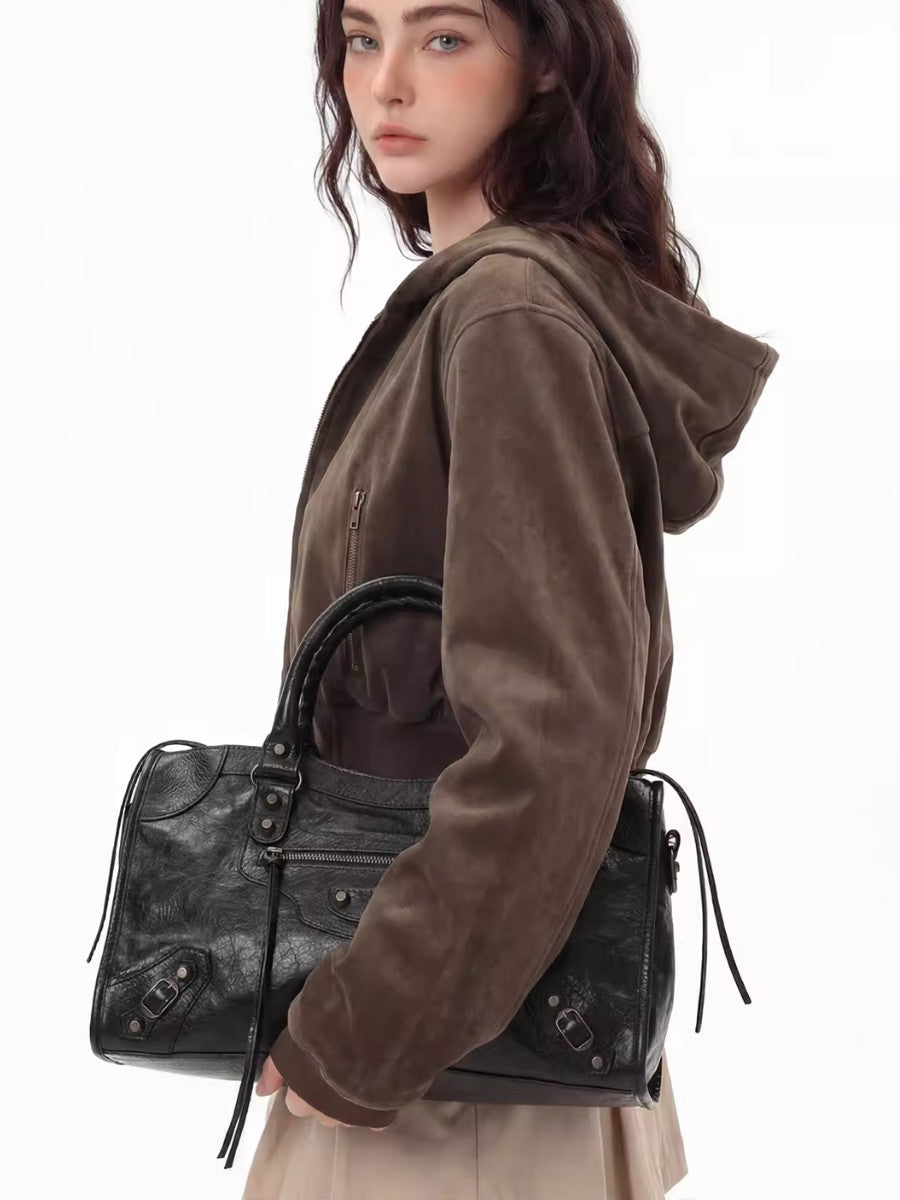 Retro Motorcycle Waxed Shoulder Bag
