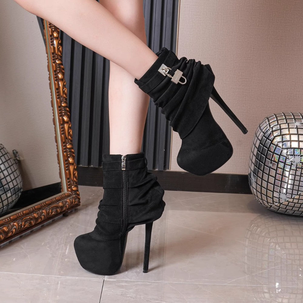 Suede Platform High Heel Boots