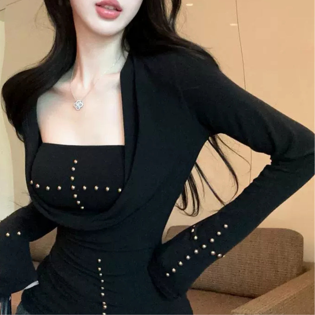Two-Piece Studded Bodycon Mini Set