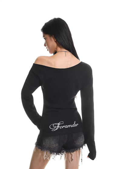 Cross Letter Off Shoulder Top