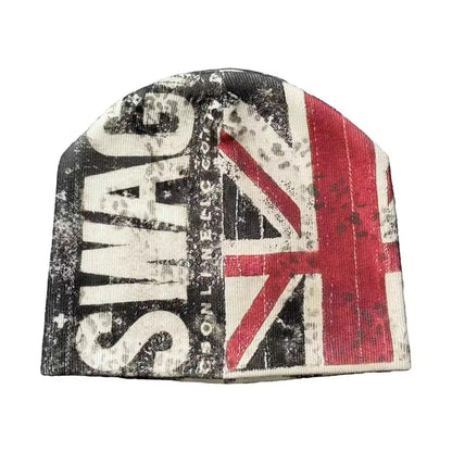 Distressed Flag Print Knit Beanie