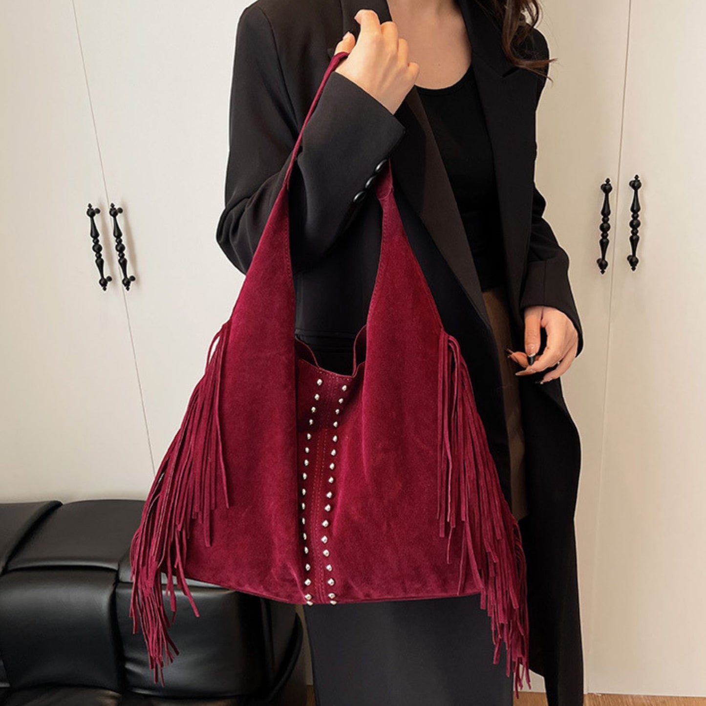 Fringed Suede Shoulder Bag